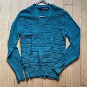 Vintage 20 Ans Men by Mariea Kim Teal V-Neck Sweater